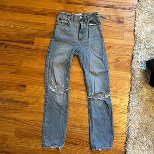abercrombie blue distressed jeans